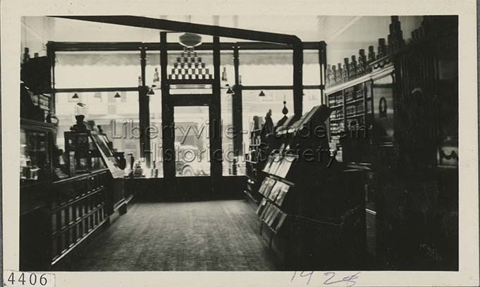 Inside the Earl H. Corlett Grocery, 1928
