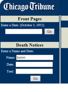 Chicago Trib Archive search box