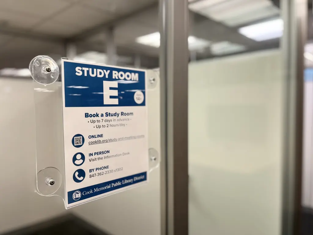 close-up image of the sign outside of study room E