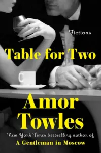 Book cover with two people sitting at a table