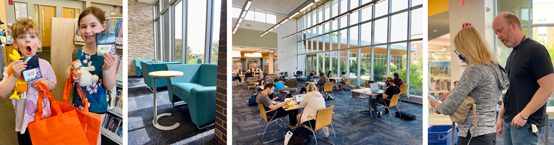 collage image of various shots of library patrons and spaces