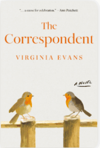 Book Cover of The Correspondent shows two birds on a fence.