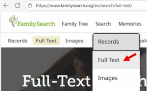 Example of FamilySearch Full-Text Search